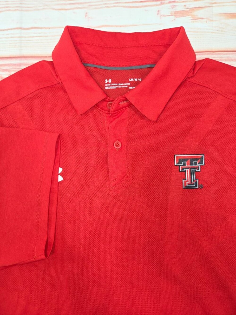 Texas Tech Under Armour Mens Loose Fit Red Polo Large